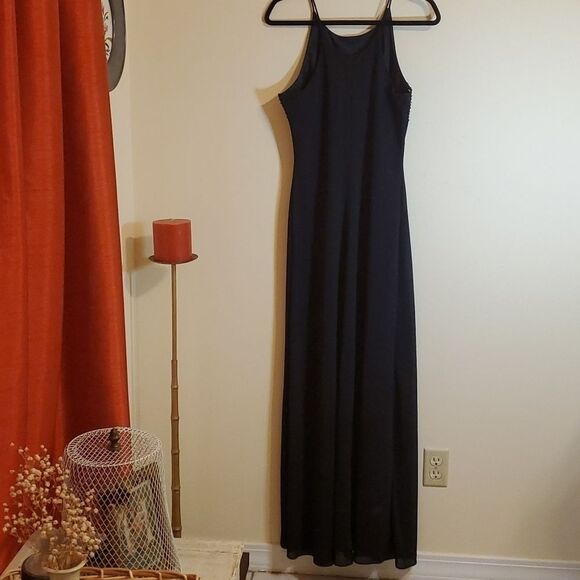 Cachet black embellished spaghetti strap maxi dress gown size 10 - Picture 5 of 8